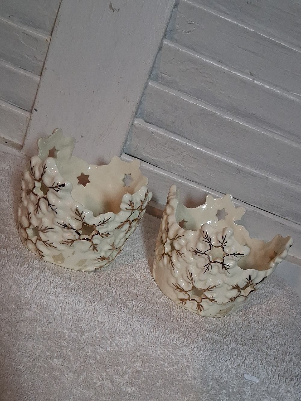 Vintage Ivory Ceramic Candle Holders